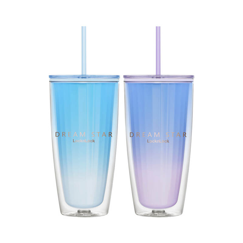 Ly Nhựa 2 Lớp LocknLock Kèm Ống Hút Dream Star Double Wall Cold Cup 750ml - 2 Màu (Xanh Dương, Tím) - HAP522BLU, HAP522VOL image number null